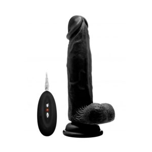 Vibrating Realistic Cock - 8" - With Scrotum - Black